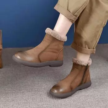 модные женские меховые ботильоны на плоской подошве на платформе зимние сапоги зимние теплые плюшевые туфли женские брендовые тенденции 2024 года повседневные прогулочные туфли мода Botas Mujer 35