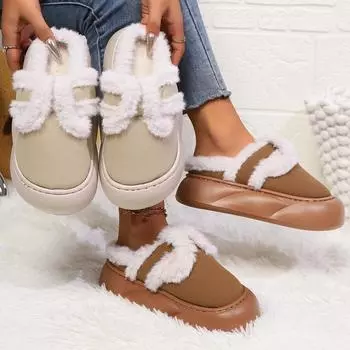 Модные женские меховые зимние сапоги замшевые балетки теплые дизайнерские новые прогулочные короткие плюшевые сапоги удобные и модные 36 бежевый