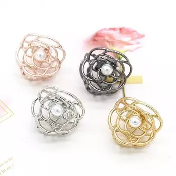Модные женские металлические розы, жемчуг, аксессуары для волос, когти, головные уборы, заколки-крабы, шпильки Rose gold