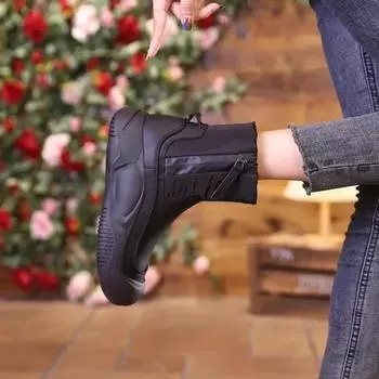 Модные женские модные ботинки, плюшевые утолщенные нескользящие теплые ботильоны, обувь с боковой молнией, женская тенденция 2024 года, зимняя уличная тенденция для поездок на работу 35 белый