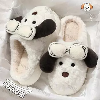 Модные женские модные меховые тапочки на толстой подошве женские зимние теплые плюшевые милые хлопковые туфли женские домашние нескользящие пушистые тапочки на платформе 36-37 белый