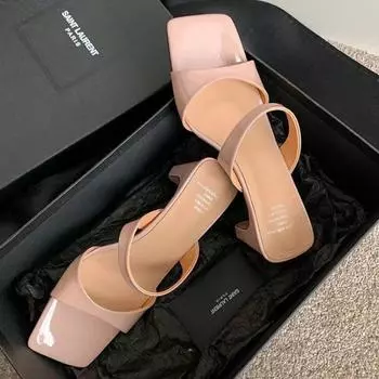 Модные женские модные простые однотонные шлепанцы женские летние сексуальные туфли на высоком каблуке с квадратным носком удобные нескользящие элегантные сандалии для вечеринок 35 телесный