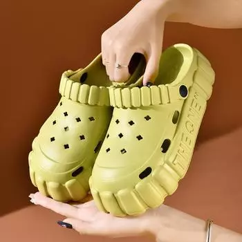 модные женские модные сабо 2024 новые домашние уличные тапочки толстая подошва мягкие пляжные шлепанцы для девочек из ЭВА летние туфли на платформе женские сандалии 36-37(23-23.5cm) розовый