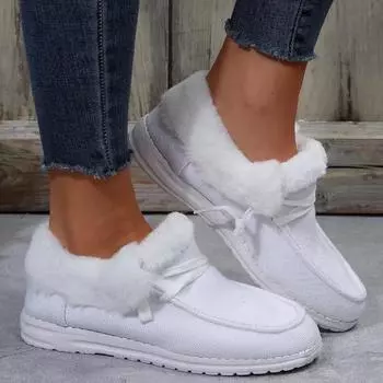 Модные женские мокасины 2024 года, зимние теплые короткие плюшевые кроссовки, женские дизайнерские туфли без застежек на плоской подошве, удобные, легкие, мягкие, короткие ботинки 36 чёрный