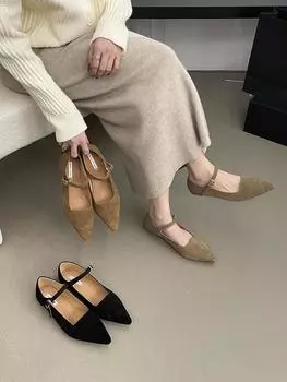 Модные женские мокасины Flock Flated Brown Beige Black 2024 Новые поступления на низком каблуке Повседневные модные туфли на каждый день Женские размеры 35-39 5.5 чёрный