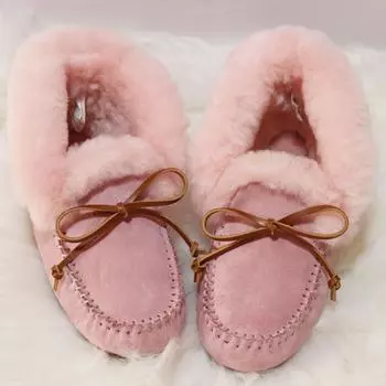 Модные женские мокасины, лоферы, мягкая натуральная кожа, женская обувь из 100% натурального меха, обувь на плоской подошве для отдыха, женская повседневная обувь, зимние ботинки 35 розовый