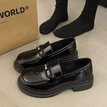 Модные женские мокасины на платформе Туфли Мэри Джейн для девочек в японском стиле, школьная форма Jk, туфли в стиле Лолиты, туфли на платформе из искусственной кожи в готическом стиле для колледжа 4.5 чёрный