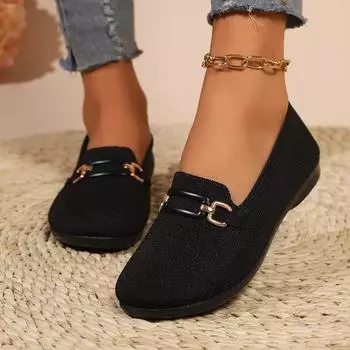Модные женские мокасины на плоской подошве, повседневные удобные туфли для ходьбы с неглубоким носком, осень 2024, новая модная мода 36 чёрный