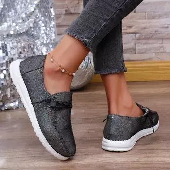 Модные женские мокасины на плоской подошве, женские повседневные туфли, дышащая обувь на шнуровке, мягкая подошва, однотонный цвет 36 серебряный