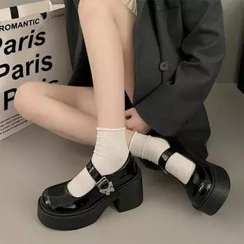 Модные женские мокасины Осенние новые туфли на платформе на каблуках Британский стиль Лолита на низком каблуке Туфли Мэри Джейн Jk Uniform Shoes Повседневные туфли Мэри Джейн 35 бежевый