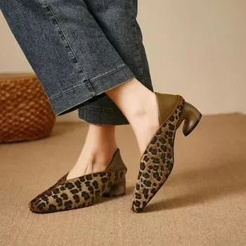 Модные женские мягкие замшевые туфли-перчатки, весенние туфли для женщин с квадратным носком и леопардовым принтом, на высоком каблуке, удобные, телесного цвета мокко 35 абрикосовый