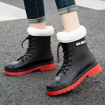 Модные женские мужские летние новые модные универсальные резиновые сапоги нескользящие водонепроницаемые рабочие ботинки до середины голени водонепроницаемые рабочие ботинки размер 36-41 36 красный