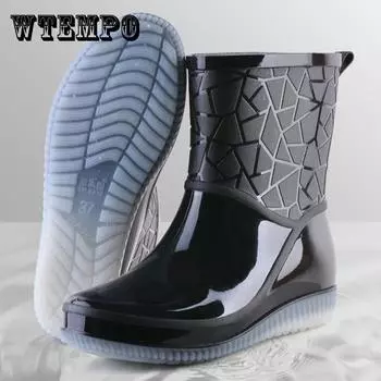 Модные женские непромокаемые сапоги для взрослых, непромокаемые сапоги средней длины, нескользящие, износостойкие, толстые водные сапоги, рабочие женские бахилы 40