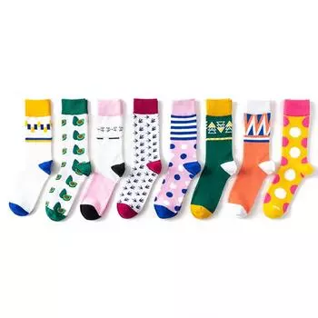 Модные женские носки, летние красочные новинки из чесаного хлопка, повседневные носки для экипажа, свадебный подарок One size