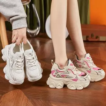 Модные женские новые кроссовки с круглым носком, ремешками, кроссовки в стиле ретро, повседневная обувь из дышащей сетки, размер 35-40 34 розовый