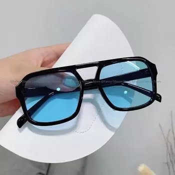 Модные женские новые трендовые солнцезащитные очки в винтажной квадратной оправе с большой защитой от ультрафиолета, солнцезащитные очки для мужчин, классические солнцезащитные очки цвета конфет as picture черный серый