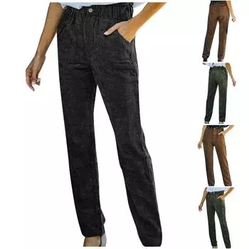 Модные женские облегающие модные вельветовые женские повседневные брюки XXL чёрный