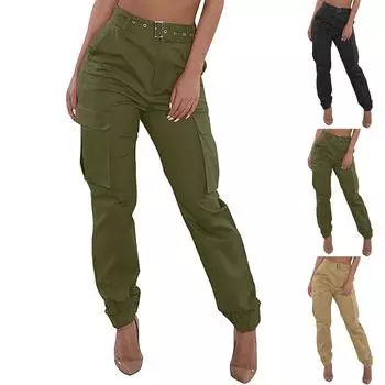 Модные женские облегающие повседневные удобные рабочие брюки XXXL армия зеленый