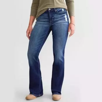 Модные женские облегающие расклешенные повседневные синие джинсы с высокой талией и карманами XL тёмно-синий