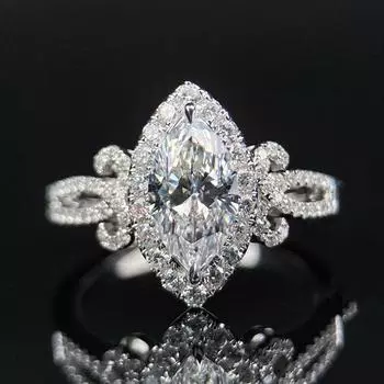 Модные женские обручальные кольца маркиза с фианитом, инкрустация камнем, высокое качество, серебряный цвет, женские обручальные украшения 6