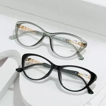 Модные женские очки для чтения «кошачий глаз» в стиле ретро, очки для дальнозоркости, компьютерные очки для пресбиопии +1.0 чёрный
