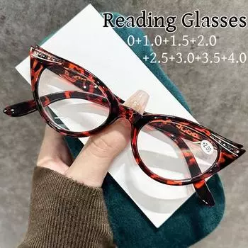 Модные женские очки для чтения «кошачий глаз», новые модные очки для дальнего зрения, блокирующие синий свет, очки по рецепту для пресбиопии 0+1,5 0 белый