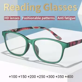 Модные женские очки для чтения с цветочным принтом, очки для чтения из смолы, увеличительные очки для пресбиопов, очки для чтения для женщин Anti-blue goggles 0 degrees