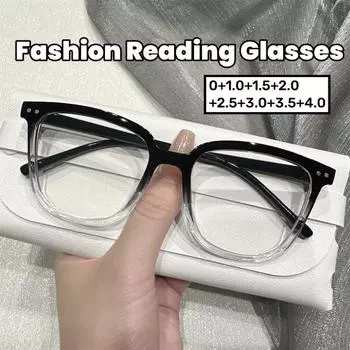 Модные женские очки для чтения в квадратной оправе, модные анти-синие очки для дальнего зрения для мужчин, унисекс, большая оправа, плюс диоптрийные очки 0anti-blue чёрный