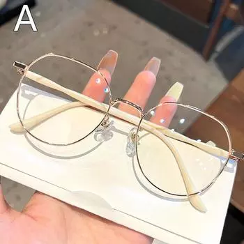 Модные женские очки из сплава, популярные квадратные очки, металлическая сверхлегкая корейская оправа, большая B8G6 golden-1pcs