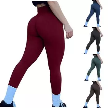 Модные женские однотонные бесшовные узкие брюки с высокой талией для занятий йогой L чёрный