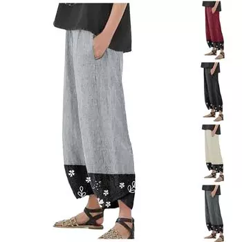 Модные женские однотонные дышащие повседневные свободные брюки с карманами и прямыми штанинами XL чёрный