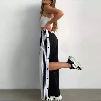 Модные женские однотонные хлопковые льняные прямые повседневные длинные брюки с поясом, брюки L чёрный