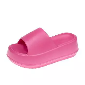 Модные женские однотонные летние тапочки на толстой нескользящей подошве, удобные, повседневные сандалии, женская обувь для отдыха на открытом воздухе 36-37