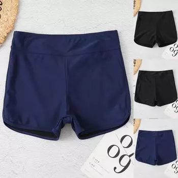 Модные женские однотонные трусы-боксеры, повседневные эластичные плавки бикини XXXXXL чёрный