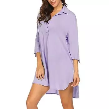 Модные женские однотонные женские рубашки с v-образным вырезом и карманами, топ с длинными рукавами S светло-фиолетовый