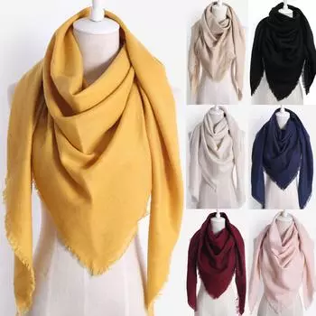 Модные женские однотонные зимние теплые шерстяные шали с имитацией кашемира, шарфы, шарфы с кисточками One Size серый