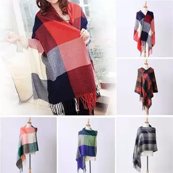 Модные женские осенние клетчатые кисточки, мягкая шаль, накидка, шарф, шарфы Free size