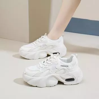 Модные женские осенние кроссовки на толстой подошве 2024 года, новые спортивные модные дышащие и удобные кроссовки для занятий спортом на открытом воздухе со шнуровкой 35 бежевый