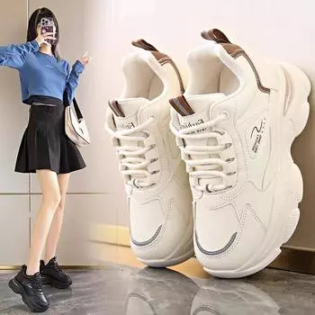 Модные женские осенние туфли на толстой подошве, повседневные спортивные туфли, дизайнерская обувь, высококачественная сетчатая дышащая женская спортивная обувь 35 бежевый