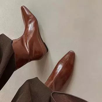 модные женские остроносые ботинки челси средней длины на танкетке дизайнерские туфли оксфорды 2024 года прогулочные готические туфли зимние женские новые туфли Zapatillas 35 чёрный