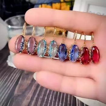 Модные женские овальные серьги из циркония, темперамент, элегантный дизайн, роскошные женские висячие серьги, эстетичные украшения ARI красный