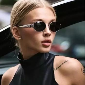 Модные женские овальные солнцезащитные очки 2024 года, тенденции люксового бренда, дизайнерские панк-солнцезащитные очки для женщин, винтажные маленькие очки, женские, UV400