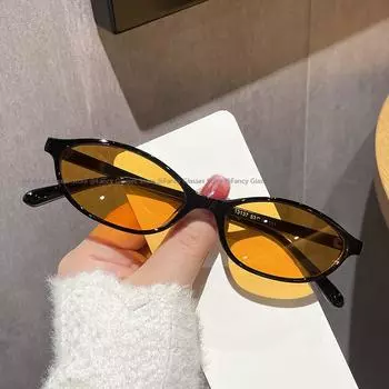 Модные женские овальные солнцезащитные очки в маленькой оправе, ретро-винтажные уличные солнцезащитные очки для мужчин, унисекс, модные очки с кошачьими глазами UV400 AS picture