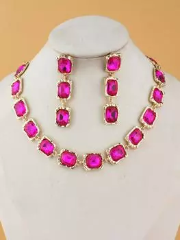 Модные женские ожерелья и серьги из сплава с кристаллами, аксессуары для девочек, аксессуары для платья розы красного