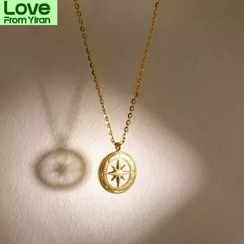 Модные женские ожерелья с подвеской в виде восьмиконечной звезды S925 с серебряным покрытием из платины и холодного ветра, роскошные, персонализированные \T Xl34 45cm золотой