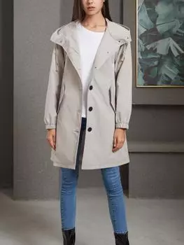 Модные женские пальто, повседневная женская длинная свободная куртка, весенне-осенняя однобортная ветровка, женская уличная одежда S чёрный