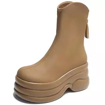 Модные женские панк-сапоги на каблуке 9 см, модные короткие сапоги с молнией сзади, женские элегантные ботильоны на высокой платформе с толстой подошвой 34