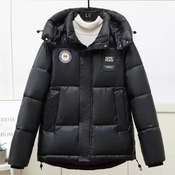 Модные женские парки с капюшоном 2024, свободные толстые теплые черные зимние куртки, женская верхняя одежда больших размеров M чёрный