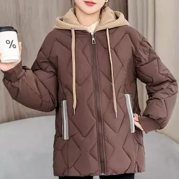 Модные женские парки, зимняя верхняя одежда с капюшоном, повседневные свободные толстые теплые женские куртки, зимние новинки в категории Пальто M чёрный