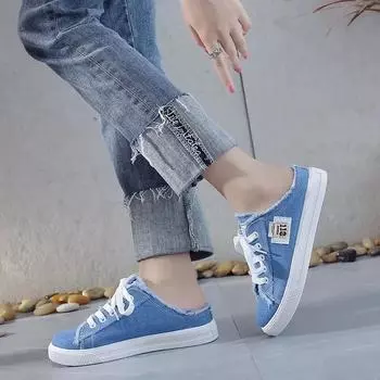 модные женские парусиновые кроссовки Snakers летние дышащие белые кроссовки женские удобные повседневные туфли на шнуровке большие кроссовки для отдыха на открытом воздухе 35 чёрный